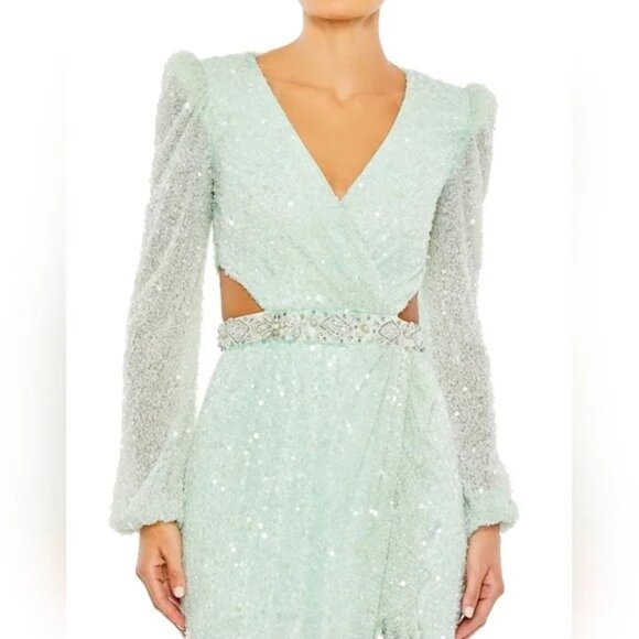 Mac Duggal 5745 Evening Dress Mint Green Size 0 NWT - Picture 3 of 8
